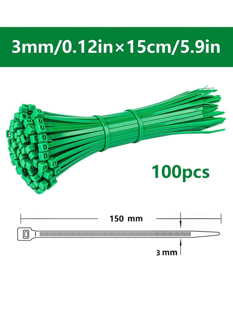 100pcs Garden Binding Ties, Zip Ties, Heavy Duty Green Nylon Zip Ties, Plastic Wrap, Plant Fixation, Portable Garden Cable Ties, Garden And Lawn Care, For Fixing Vines, Leaves And Pipes, Multi-Purpose Garden Binding Solution, Decorative Garden Ties, Strong Grip Ties - Multicolor - View 8