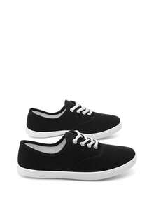 2026 Spring/Summer New Men's Canvas Casual Sports Shoes, Low-Top Lace-Up Canvas Shoes, Black Lightweight Casual Tennis Shoes - Black and White - View 5