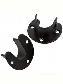 4个不锈钢U型衣柜挂杆支架，25毫米，黑色，适用于衣柜杆插槽、衣柜轨道末端支架、窗帘杆支架 - 黑色 - 查看 6