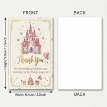 50pcs Pink Castle Princess Birthday Thank You Cards, Magic Theme Party Supplies, Guest Favor Appreciation Small Cards, Gift Box & Bag Matching Stationery Set - Square - View 7