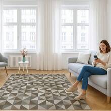 Jacquard Rug 2.00 M X 1.40 M Non-Slip Geometric Living Room Office Bedroom - Camel - View 7