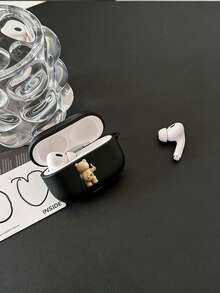 1个极简泰迪熊耳机保护套，兼容苹果Pro 2、Pro 3/4，磨砂保护套 - 黑色 - 查看 4