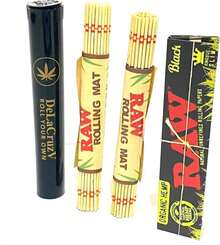 RAW Rolling Mat 'Natural Bamboo '2 Mats, 1 Pack Raw Organic King Size And ADLC Tube - 白色 - 查看 1