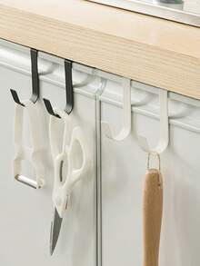5pcs Metal Hooks, Simple Over-The-Door Hooks, Desk Drawer Shelf Cabinet Door Hanging Hooks, Rotatable And Compatible With Doors And Cabinet Doors. Cabinet Door Back Hanging Rack Without Drilling. Home & Living Supplies, Convenient And Practical, Storage & Organization Products, Convenient And Practical - Multicolor - View 4