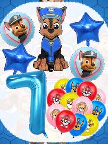 Bộ trang trí bóng bay chủ đề Paw Patrol - Bóng bay số lớn màu xanh dương 32 inch, bóng bay cao su cao cấp 12 inch in hình các nhân vật Chase, Mar Shall, Rubble, Skye, hoàn hảo cho tiệc sinh nhật, lễ hội, lễ tốt nghiệp, kỷ niệm và tất cả các loại tụ họp lễ hội, đồ dùng tiệc cho mọi lứa tuổi, đạo cụ phông nền chụp ảnh, dễ dàng bơm hơi và lắp ráp cho các sự kiện trong nhà và ngoài trời. - Chase Balloon - Xem 14