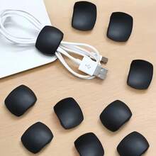 10个黑色充电线整理夹，简约多功能耳机/数据线绕线扣 - 黑色 - 查看 5