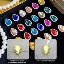 50pcs/Pack, Rhinestone Decor, Sew-On Rhinestone Buttons, Flat Back, DIY Gems, Handmade Jewelry Making, Clothing, Shoes, Decoration, Accessories - White - View 5