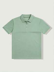 Men's Golf Polo Shirt, Fashion Business Casual Printed Short Sleeve Polo With Button Design - Green - View 3