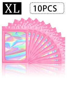 100pcs PVC Window Jewelry Storage Bags, PVC Jewelry Protective Bags, Anti-Oxidation Transparent Jewelry Zipper Bags, Waterproof Sealed Jewelry Bags, Jewelry Pouch With Small Zipper, Laser Transparent Pink Gift Packaging Bags, Sealable Packaging Bags, Minimalist Solid Jewelry Pouches For Bracelets, Home Gifts For Valentine's Day, Used To Hold Earrings, Necklaces, Unique Zipper Lock Pouch Accessory Gift Bags For Parties - Pink - View 14
