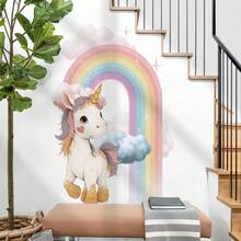 2pcs Rainbow Unicorn Removable Wall Stickers, Bedroom/Door Decor Mural Decals - 69271-snowy Cheeks - View 5