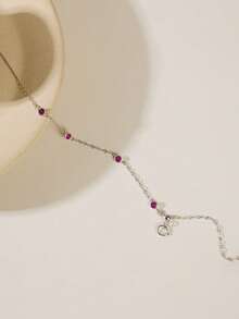 1 Piece S925 Sterling Silver Zirconia Chain Bracelet,Red Diamond Bracelet,Minimalist Design,Women's Chain Bracelet, Gold Bracelet,Suitable For Everyday Wear - Multicolor - View 3