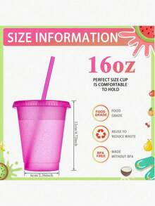 20 piezas Vasos reutilizables con tapa y pajita, botellas de agua para viaje, tazas para café helado, vasos de plástico para adultos para Navidad, boda, compromiso, fiesta de playa hawaiana, celebración - multicolor - Ver 4