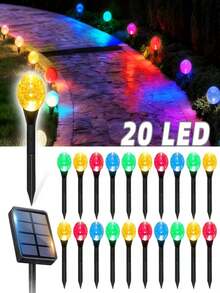 1件裝戶外太陽能草坪燈 30-LED 太陽能路徑燈 太陽能泡泡球燈 太陽能水晶球串燈，適合庭院裝飾、花園裝飾、小徑裝飾、走道裝飾、派對裝飾、婚禮裝飾與節日裝飾 - 太陽能引路燈 - 查看 15