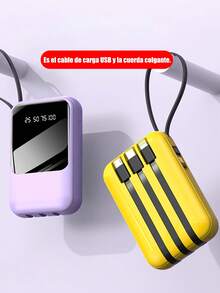 Mini Power Bank 20000mAh Built-In Fast Charging With Digital Display And 4 Cables Portable External Power Bank - 紫色 - 查看 5