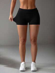 Women's Cropped Striped Bodycon Hotpants, Low Waist, Summer - Black - View 10