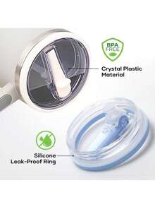 适用于 杯配件的 40 盎司保温杯翻盖吸管盖替换件，防漏，可重复使用，适用于 40 盎司杯子配件 - 彩色 - 查看 6