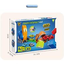 6件套恐龙主题车辆模型玩具套装，带360°轨道，STEM益智拼装玩具，赛车玩具，儿童拼图场景套装，包装精美，是送给孩子的理想日常礼物 - 彩色 - 查看 11