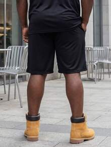 Plus Size Ice Silk Shorts, Fashionable Printed Casual Bermuda Shorts, Suitable For Summer - Black - View 4