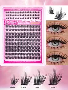 136/160/220片卡通浓密自然款假睫毛，刺猬头造型，含下睫毛，DIY睫毛嫁接，6-16mm D卷度混合长度蓬松簇状猫眼水润效果假睫毛，分段式假睫毛，下睫毛，单根睫毛，可重复使用，适合在家、派对和庆典中打造浓密、自然、迷人的睫毛效果。 - D - 查看 8
