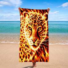 1件装酷炫火焰豹纹沙滩巾，时尚沙滩摄影必备披肩 - hj-76 - 查看 1