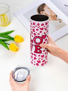1 Stück neue Leoparden-Muster Edelstahl Vakuumbecher, individuell gestaltbare Valentinstag Tasse, tragbar und leicht zu reinigen, großes Fassungsvermögen - Valentinstag Geschenk, Feiertagsgeschenk, Geburtstagsgeschenk, Party und Outdoor - Verschiedenfarbig - Übersicht 9