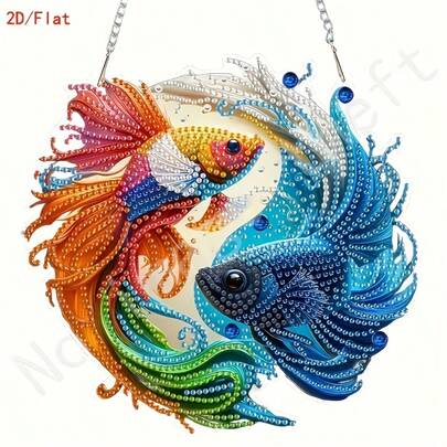 Bộ dụng cụ tranh đính kim cương 2D tự làm, thiết kế cung Song Ngư, kim cương không đối xứng thủ công, quà tặng trang trí nhà cửa, khơi gợi trí tưởng tượng sáng tạo, dụng cụ nghệ thuật khảm, chất liệu PET, thích hợp cho phòng khách, phòng ngủ, tiền sảnh, v.v.
