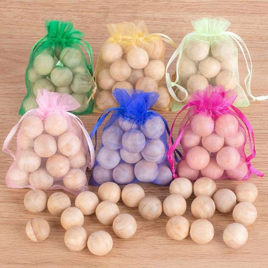 50个雪松木球，樟木球，经久耐用，实用，香味清新，防蛀防虫，木制收纳盒，适用于衣柜、鞋柜、储物柜、衣物、抽屉和储物空间。