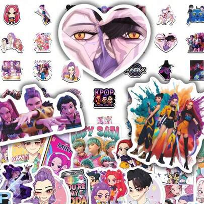 DOBBLE K-Pop DemonHunters Sticker 90pcs PVC Waterproof Demon Hunting Girls Sticker Girls Rumi Action Figure Cartoon Suitable For Notebooks And Diaries