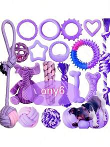 2/4/6/9pcs Purple Small Dog Toy Set, Dog Chew Toys, Cotton Rope Toys, Interactive Toys With Owner, Cute Interactive Dog Balls Suitable For Small Dogs, Small Dog Chew Toys. Cute Dog Interactive Games - Multicolor - View 11