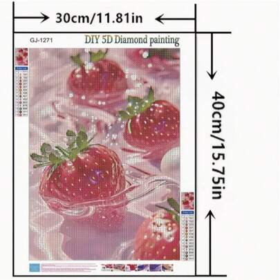 1pc Full Diamond Painting, Home Decor, Unique Fruit/Strawberry/Mosaic Art, Available In 11.81*15.75 Inches Or 15.75X19.69 Inches Size
