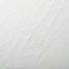 Superior Quality Lightweight Embroidered Damask Sheer Stainless Grommets Window Treatment Curtain Panel Set of 2 52" x 108" - White - Blanco - Ver 3