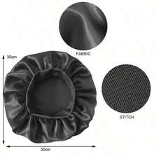 1pcs Double Layer Satin Sleeping Cap For Women Sleeping, Satin Lined For Curly Hair, Large Silk Cap, Wide Brim Silk Night Cap - màu đen - Xem 9