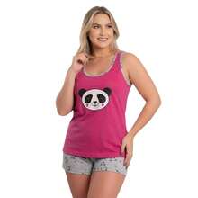 Short Doll Malha Lingerie Pijama Curto Conjunto Para Dormir - Pink - Visão 2