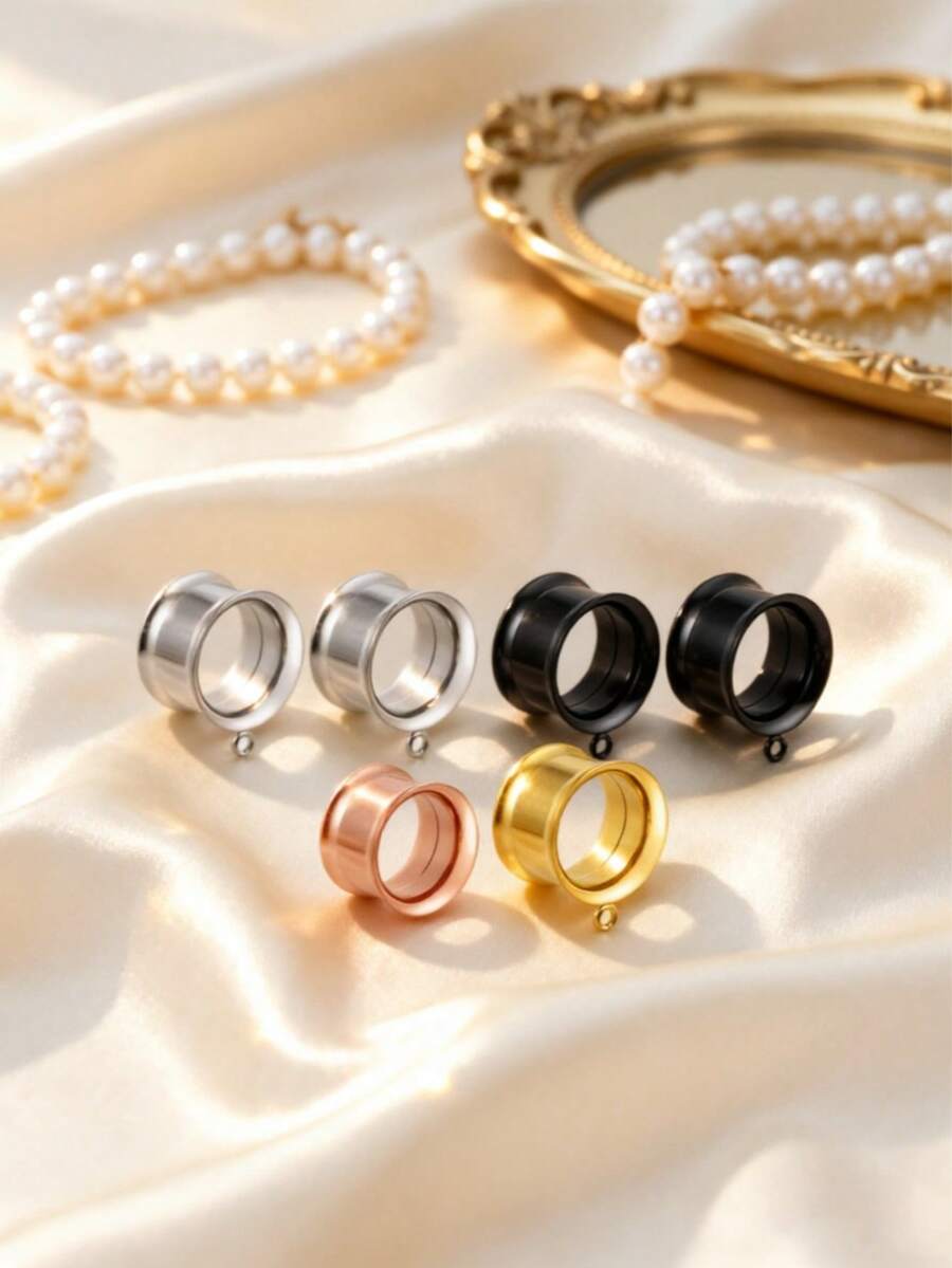 2 chiếc khuyên tai giãn lỗ bằng thép titan thời trang, không gây dị ứng, chống thấm nước, chống oxy hóa, dành cho cả nam và nữ, trang sức tự làm, quà tặng. - Nhiều màu - Xem 1