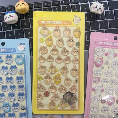 chiikawa 1pc Embossed 3D Crystal Sticker, Dopamine Figurine, Handmade Decoration, Puzzle Reward Sticker, 3D/DIY Sticker, New Year Gift, Valentine's Day Gift, Easter Gift