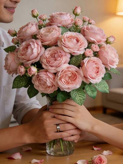 3PCS Artificial Peony Artificial Rose Bundle Long Stem Artificial Flower Fake Plants Fake Flowers Suitable For Home Decoration, Kitchen, Dining Table, Living Room, Bedroom, Table Centerpiece, Engagement, Wedding,Bride Holding Flower,Party Settings, Valentine's Day Mother's Day Thanksgiving, New Year Decoration, Birthday Gift