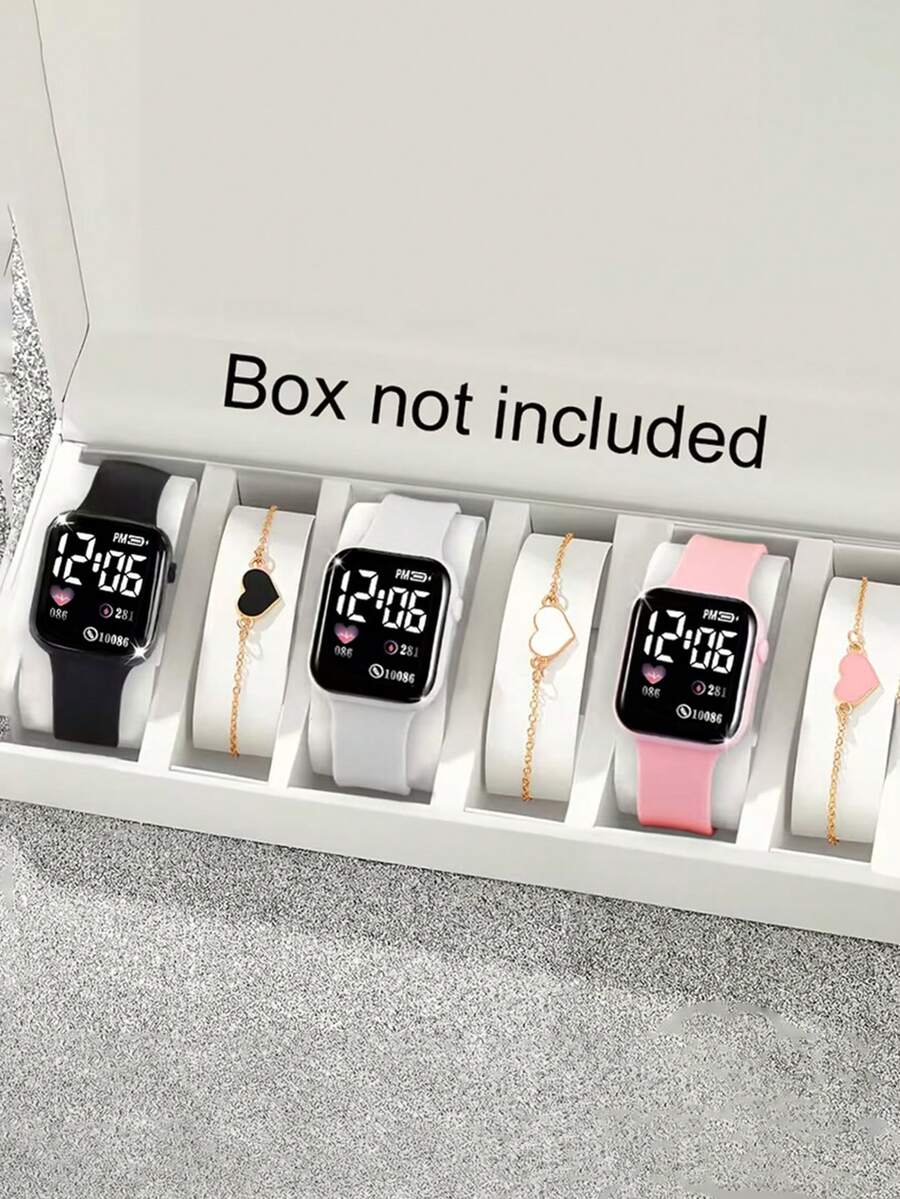 6 pièces Ensemble de montres, Nouveau style 2026, Populaire pour femmes, Montre ornée de diamants en forme de cœur, Disponible en plusieurs couleurs. Parfait pour offrir ou pour un usage personnel, Convient pour un port quotidien et pour les occasions spéciales. - Multicolore - Voir 1