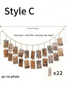 Bohemian Style Photo Frame Set With Display Stand, Wall-Mounted Photo Display With Clips, Vintage Beaded Decor, Clip Photo Wall, Suitable For Dorm, Classroom, Bedroom, Living Room, Kitchen And Other Scenes, Ideal For Home Decor, Travel Essentials, Party Supplies - one-size - View 15
