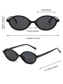 1 paire de lunettes de mode vintage femme avec monture ovale en PC imprimé léopard, chic et à la mode - Noir - Voir 4