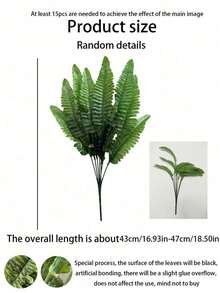 1pc/2pcs/3pcs Artificial Boston Fern Plant, Suitable For Home, Office, Garden, Porch, Farmhouse Decor, Plastic Realistic Green Plant, Suitable For Wedding, Anniversary, Holiday Decoration, All-Season Spring & Summer Decor, Can Be Hung For Display, Indoor & Outdoor Use, Excluding Planter (Plant Only, No Planter) Large Artificial Boston Fern, 34-Inch Large Fake Greenery Plant, Outdoor Artificial Green Plant, Suitable For Outdoor, Home & Office - Green - View 9