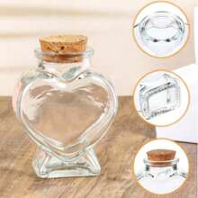 5个迷你心形玻璃瓶，配软木塞，透明许愿瓶，创意星形瓶，漂流瓶，DIY彩虹瓶，适合家居、婚礼、派对装饰 - 彩色 - 查看 2