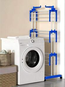 Tendedero plegable de acero inoxidable - Tendedero vertical con ruedas, secadora de 4 niveles, secadora de pie, brazos cortos plegables y paneles giratorios, secadora de ropa interior, adecuada para apartamentos, dormitorios, lavaderos - Uso en interiores/exteriores - Multicolor - Ver 4