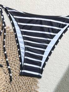 New Sexy Two-Piece Bikini Set, Backless With Ties, Suitable For Beach Vacations, Women's Swimwear - màu đen - Xem 8