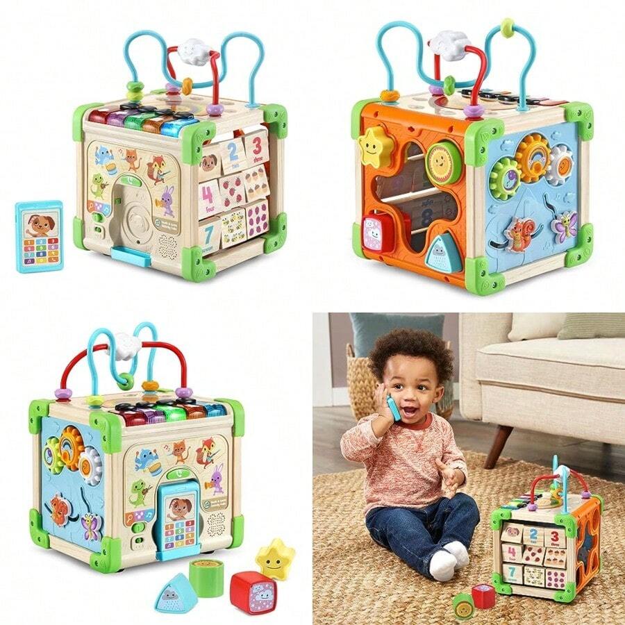 CdbdfsLeapFrog Touch And Learn Electronic Musical Light-Up Wooden Activity Cube Toy Animal Themed Ages 1 And Upfhrsdf - As Pic - View 1