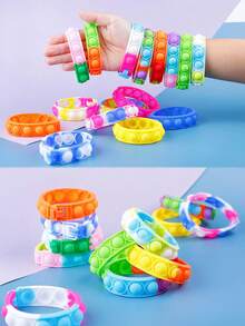 4/12/20/30/40 chiếc vòng đeo tay giảm áp, đồ chơi bong bóng silicon giúp giảm căng thẳng, vòng đeo tay nhiều màu sắc. - Nhiều màu - Xem 9