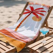 1pc Extra Large & Ultra-Soft Microfiber Beach Towel - Lightweight, Absorbent, Non-Stick Sand, Coconut Tree Pattern, Suitable For Travel, Picnic, Beach, Camping, Modern Bathroom, Spa, Swimming And Outdoor Adventure - A - View 5
