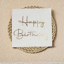 20/40/60 chiếc, Khăn giấy ăn cao cấp tối giản, nền trắng, in chữ "Chúc mừng sinh nhật" bằng nhũ vàng, 2 lớp, khăn giấy sinh nhật màu trắng và vàng, khăn ăn cocktail có dập nổi vàng, thích hợp dùng làm khăn ăn trưa trên bàn tiệc sinh nhật, kích thước 13*13 inch. - Nhiều màu - Xem 6