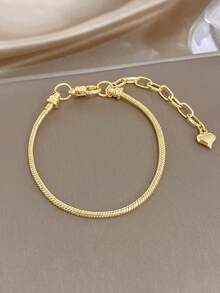 Damen minimalistische Herz-förmige Ketten Armband Set, geometrische mehrschichtige goldene Ketten Armband geeignet für Alltag, Party, Valentinstag, Hochzeit, Musikfestival, Muttertags Geschenk - Verschiedenfarbig - Übersicht 10