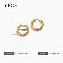 6pcs 304 Stainless Steel 18K Gold-Plated Multi-Size Round Ear Cuff Earrings DIY Charm Jewelry Earring Making Accessories Women's Stainless Steel Jewellery Earring Components - Earrings - View 10