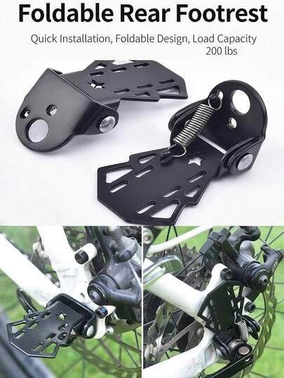 1 pieza Nuevo pedal trasero plegable de bicicleta de acero reforzado, pedal plegable de rueda trasera de bicicleta de montaña de acero de manganeso, accesorio universal plegable de pedal de rueda trasera para montar